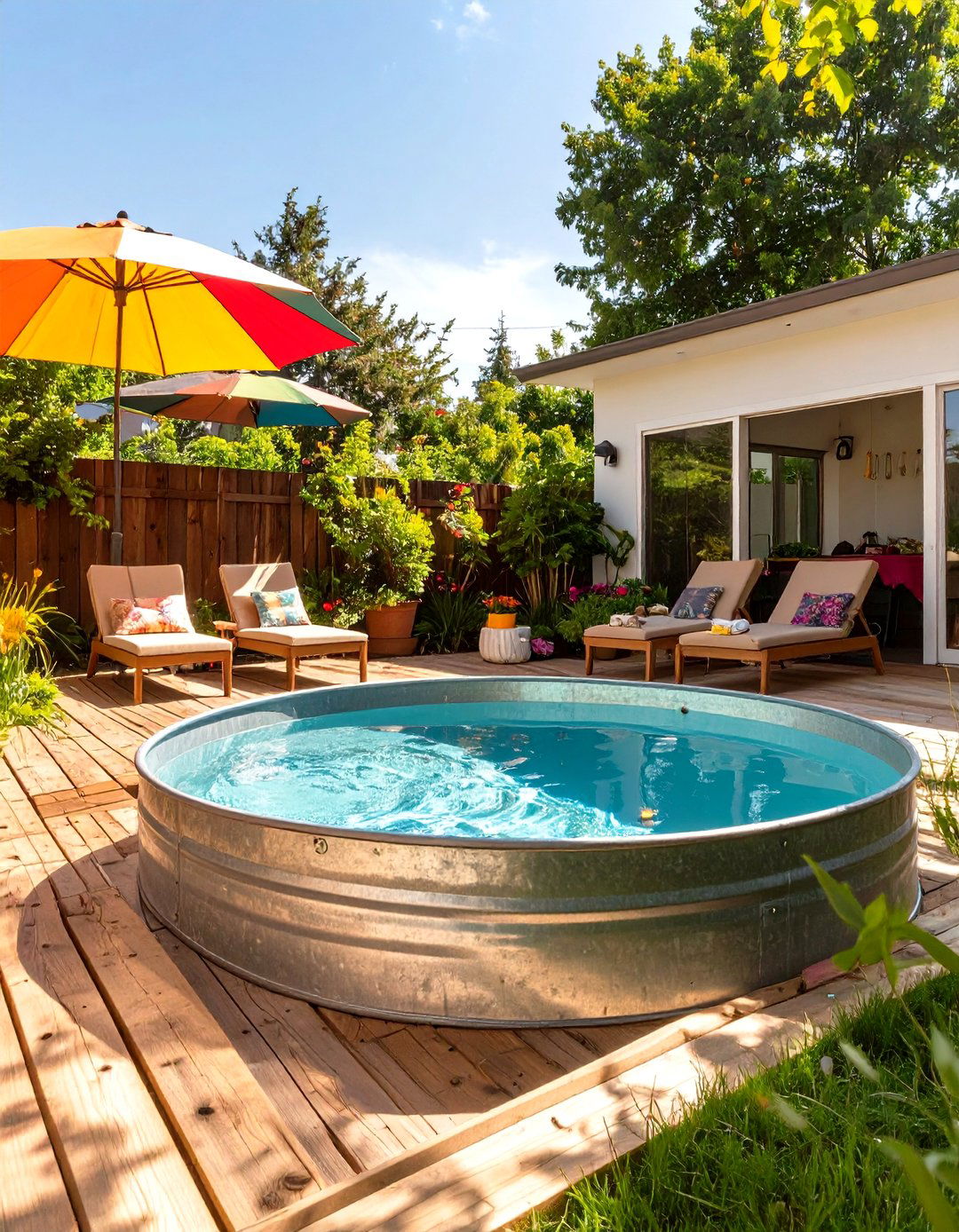The Stock Tank Pool Patio - 30 cheap patio ideas