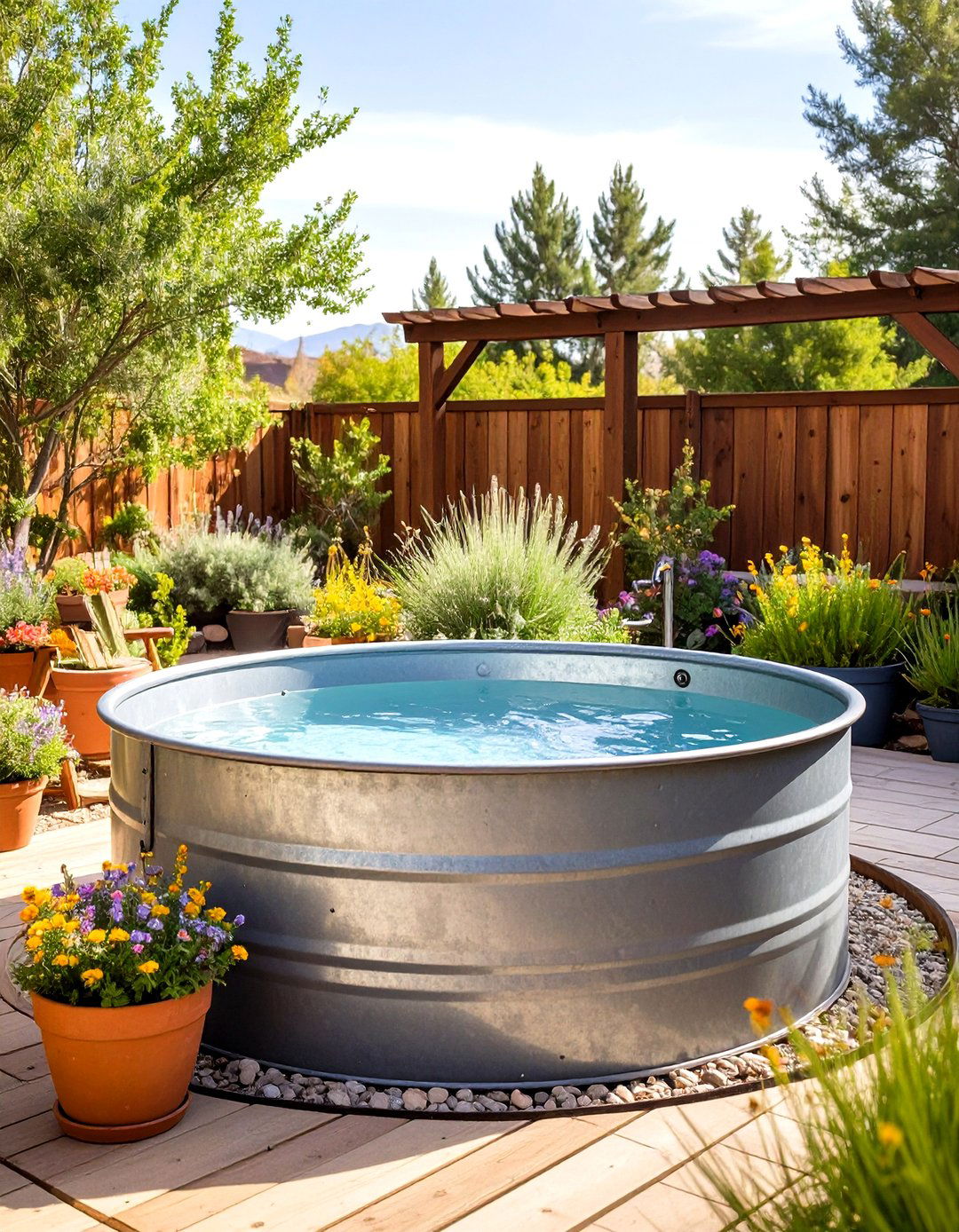 The Stock Tank Soaking Pool - 30 inexpensive desert landscaping ideas