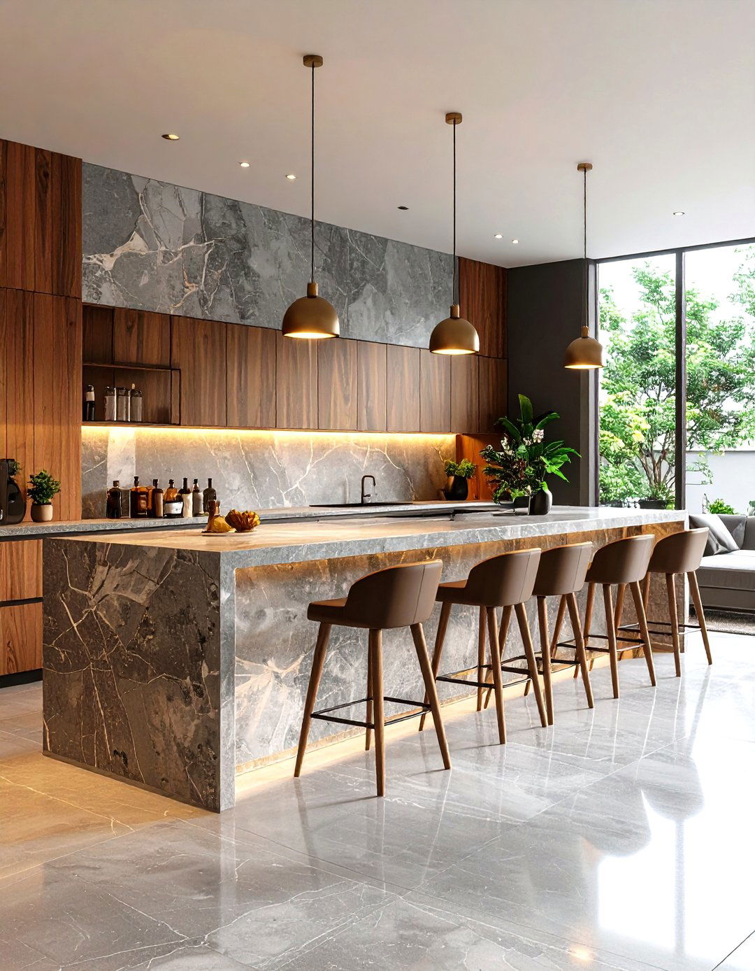 The Stone Ledge Cantilevered Bar - 30 living room bar ideas