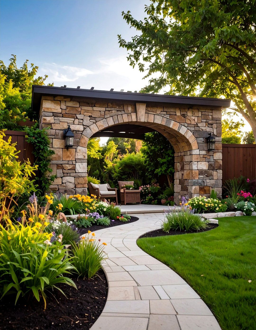 The Stone Veneer Garden Wall - 30 garden wall ideas