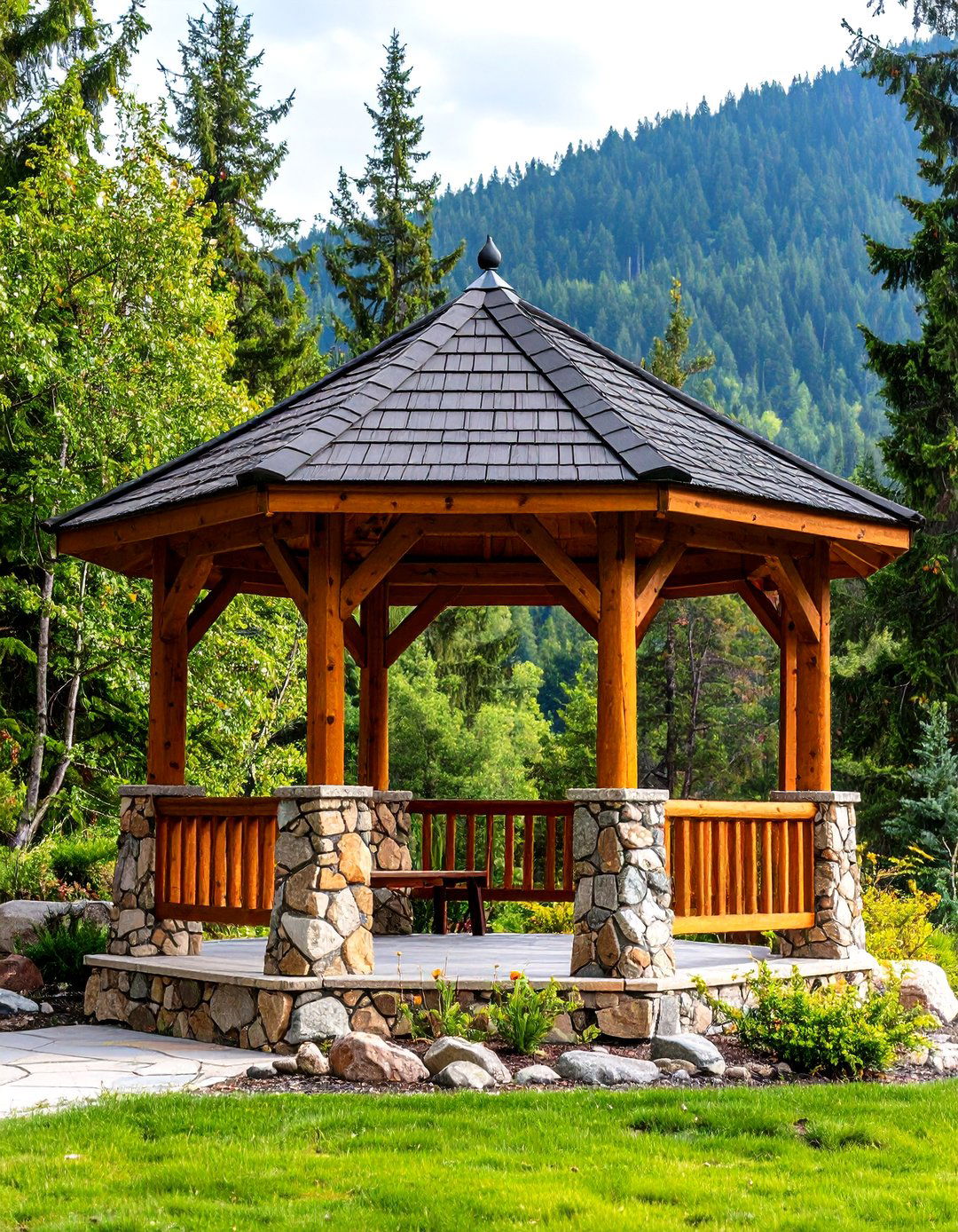 The Stone and Wood Gazebo - 30 backyard gazebo ideas