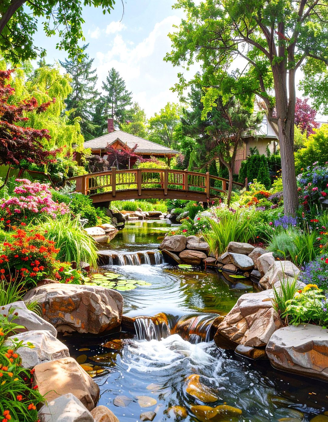 The Stream Fed Pond - 30 backyard pond ideas