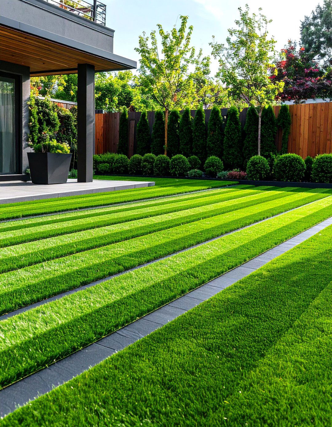 The Striped Lawn Effect - 30 backyard ideas with pavers and turf