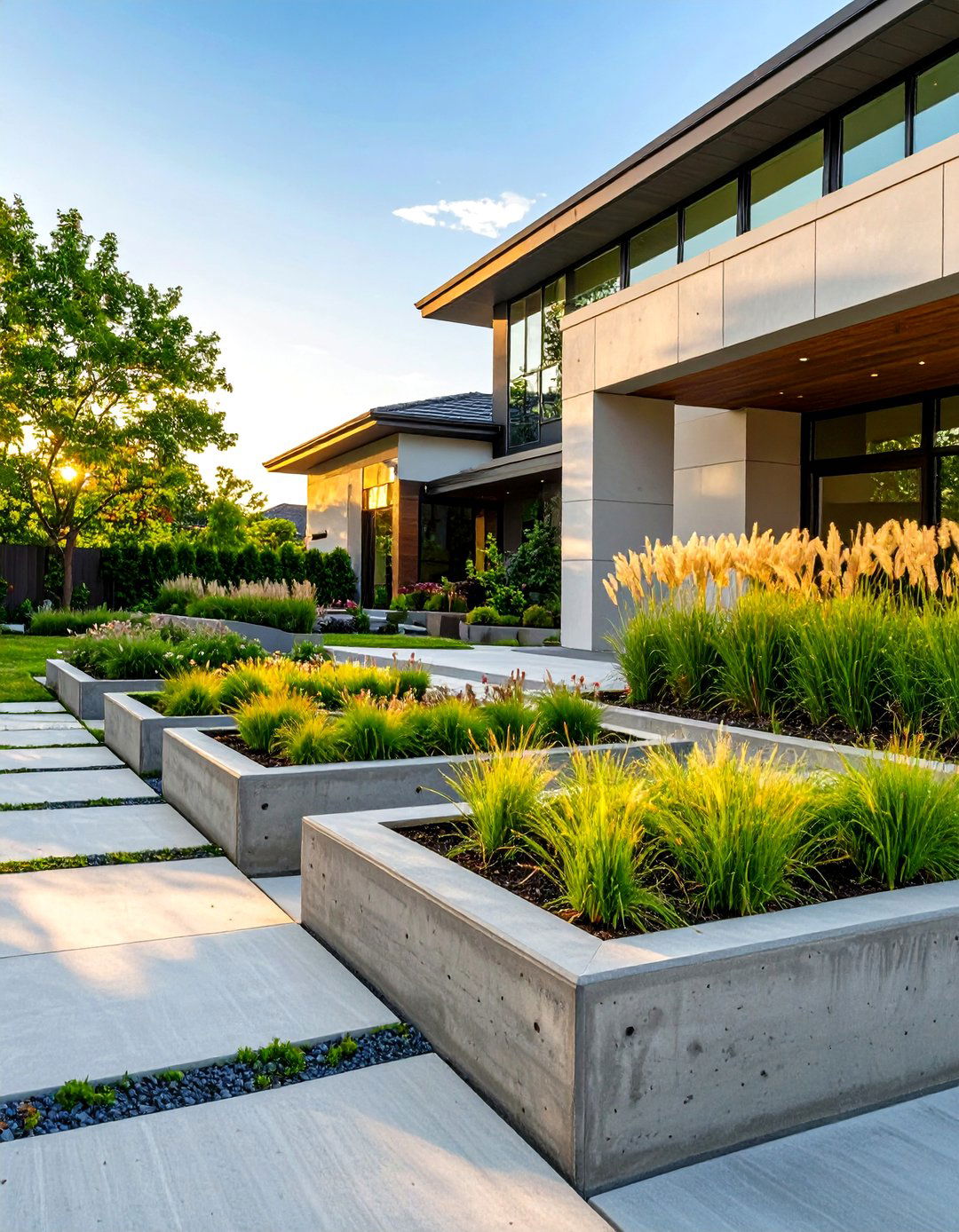 The Structured Contemporary Layout - 30 curb appeal front yard landscaping ideas