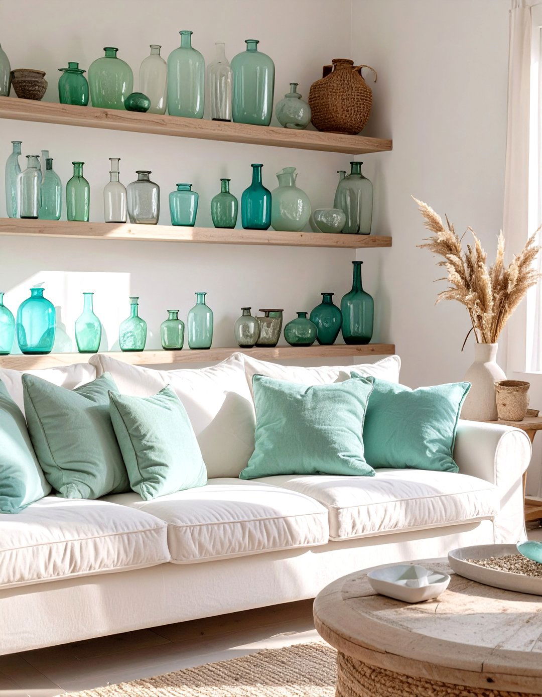 The Subtle Sea Glass Color Accents - 30 coastal interior design ideas