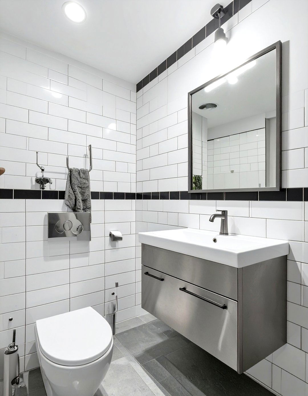 The Subway Tile and Steel Bathroom - 30 industrial bathroom ideas