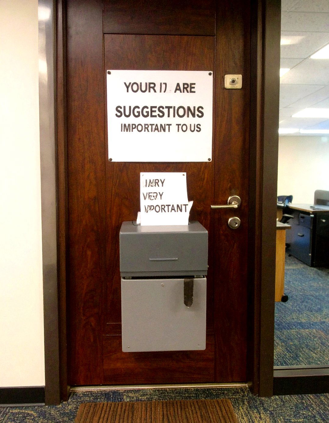 The Suggestion Box of Despair - 30 office funny  door decorating contest ideas