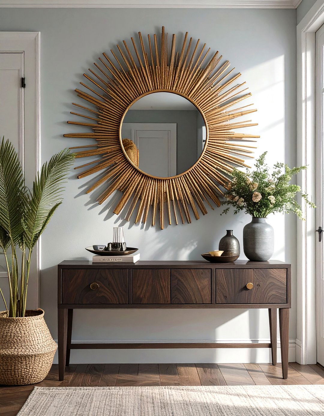 The Sunburst Modern Entryway Mirror - 30 modern entryway mirror ideas