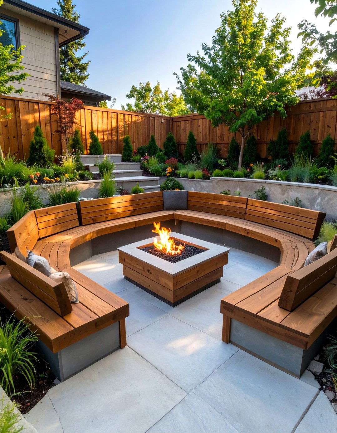 The Sunken Conversation Pit Patio - 30 backyard patio landscaping ideas