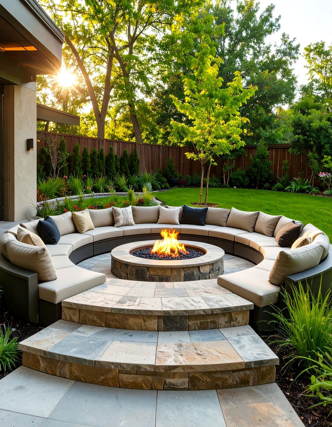 The Sunken Conversation Pit - 30 ai outdoor entertaining space ideas