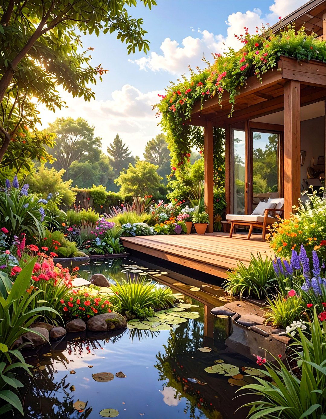 The Sunken Floating Deck Illusion - 30 low budget floating deck ideas