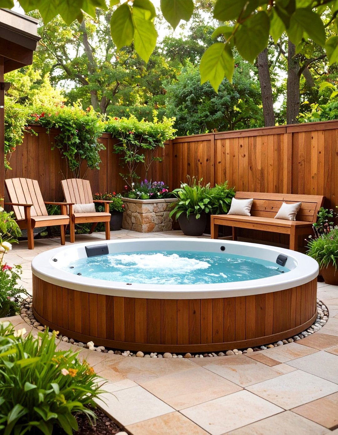 The Sunken Hot Tub Courtyard - 30 backyard hot tub privacy ideas
