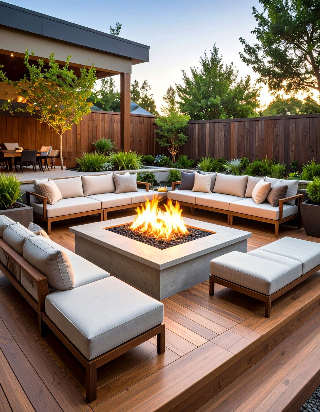 The Sunken Lounge and Fire Feature - 30 large backyard ideas