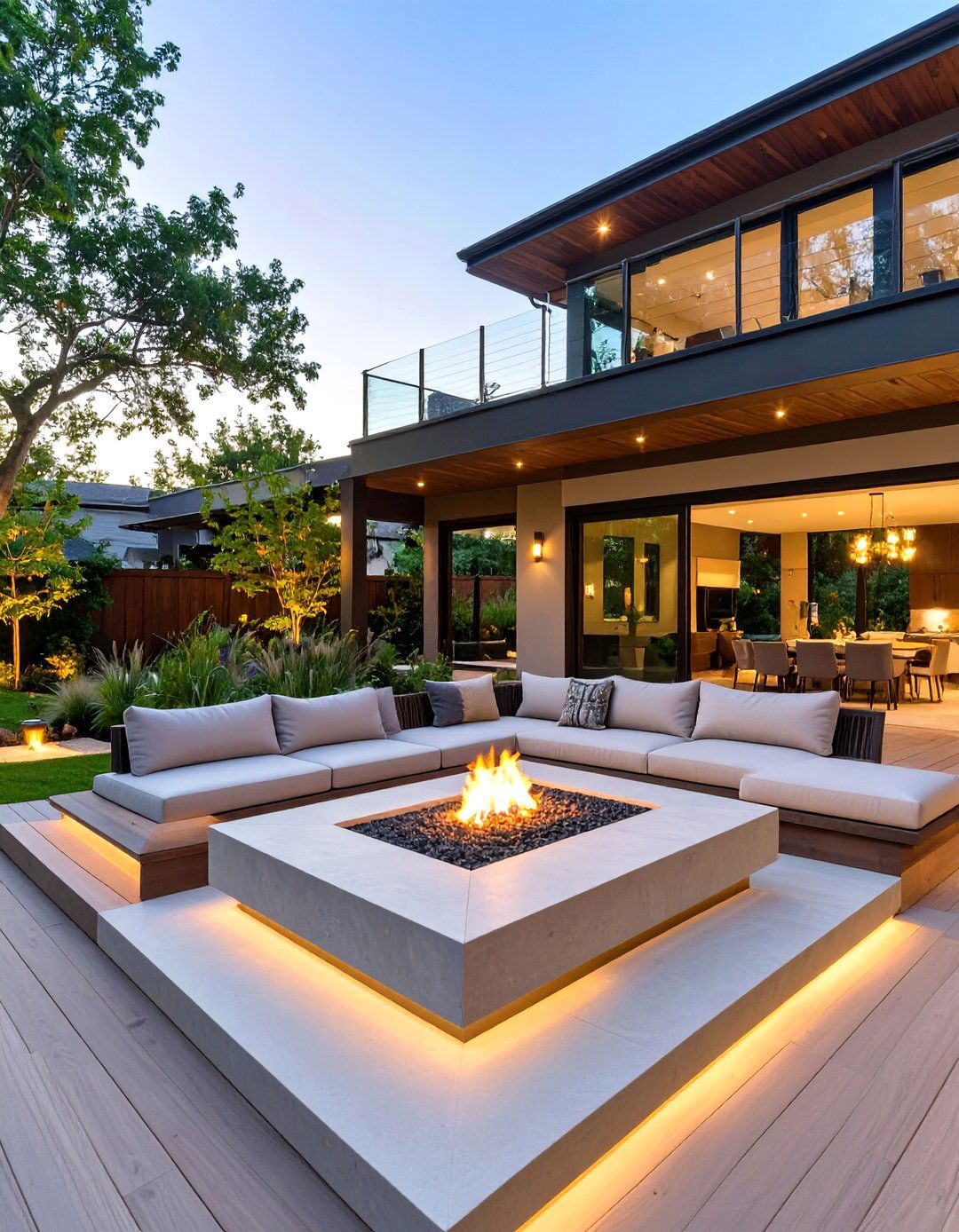 The Sunken Lounge and Fire Pit Deck - 30 multi level deck ideas