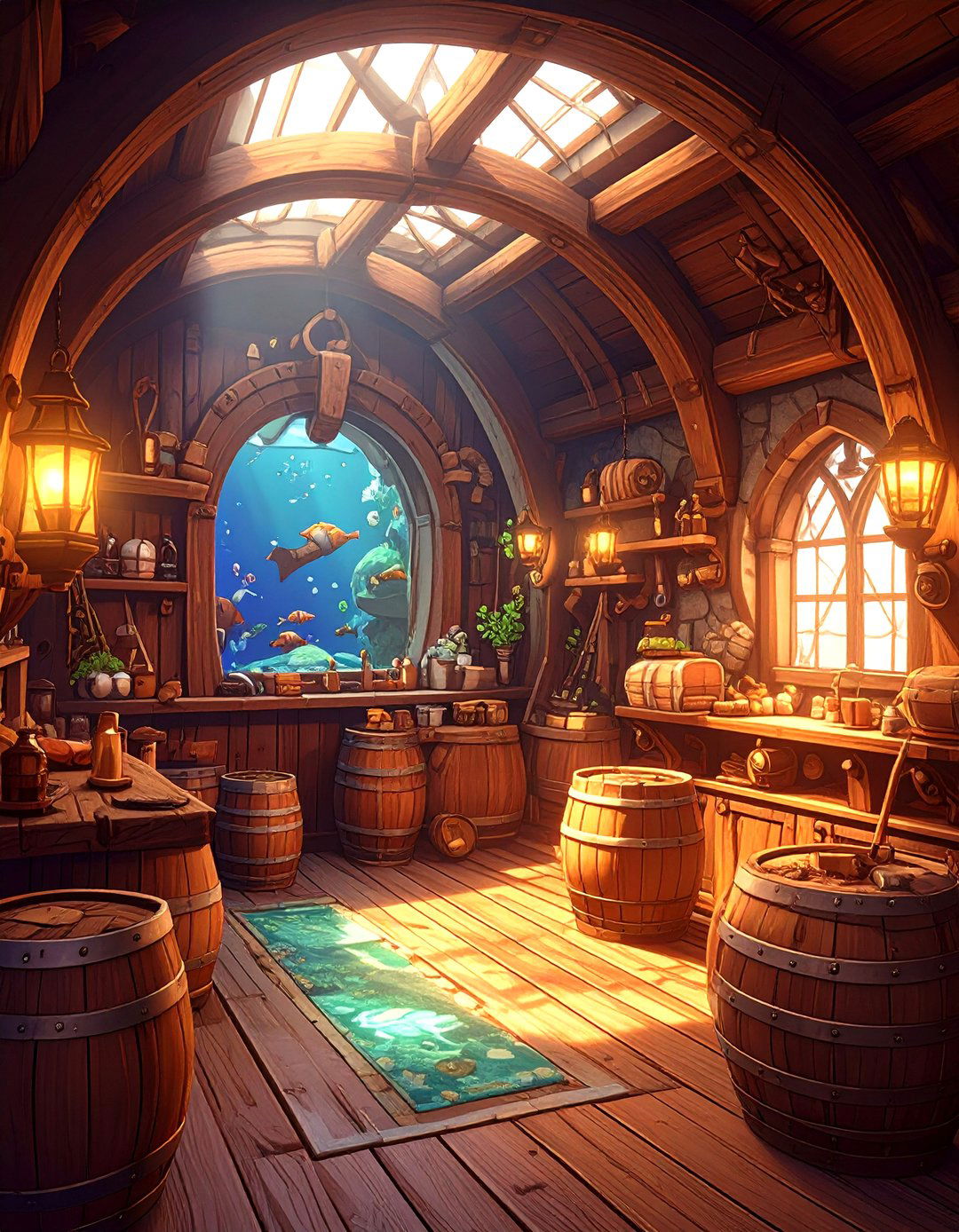The Sunken Ship Interior - 30 minecraft basement ideas