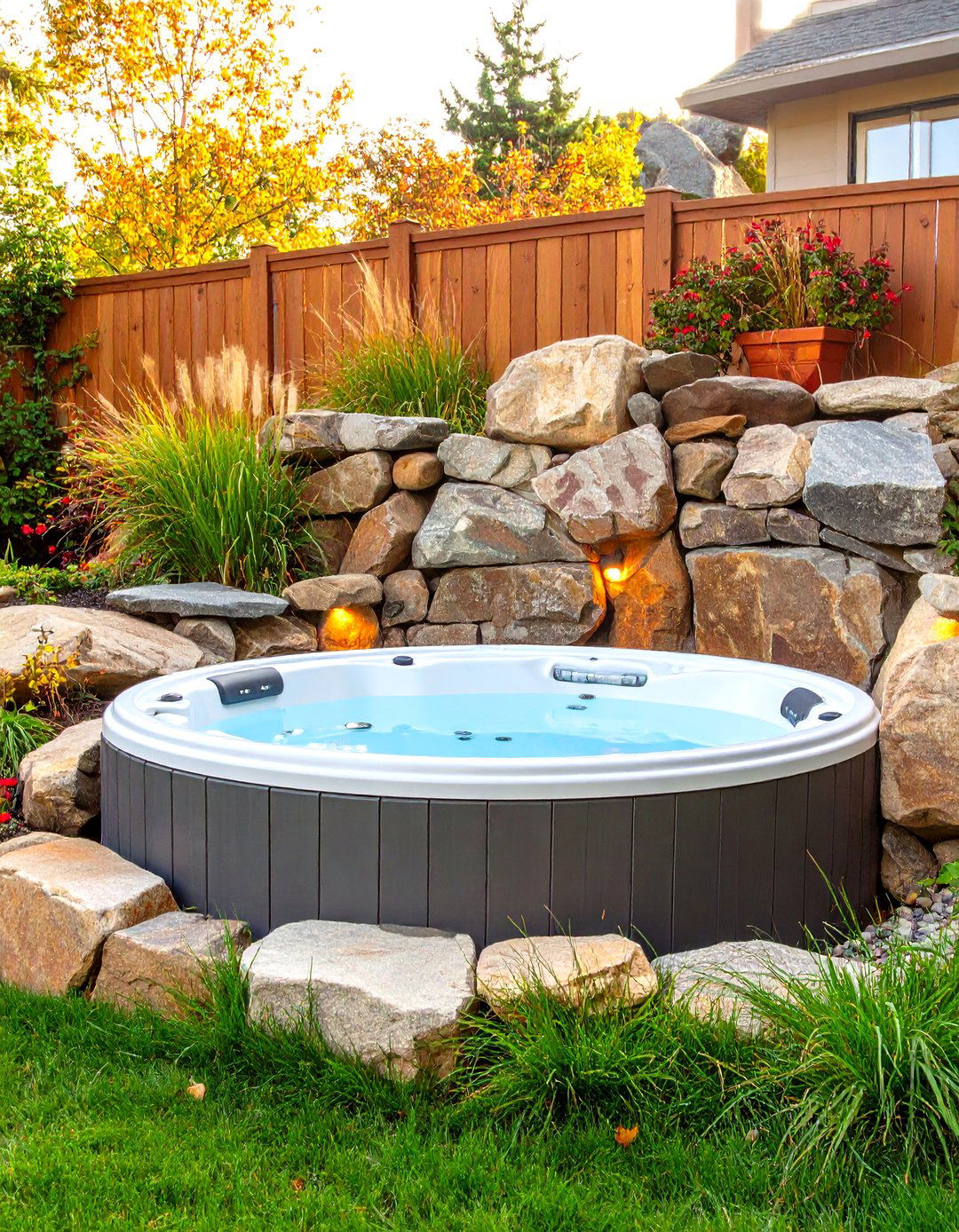 The Sunken Stone Grotto Hot Tub - 30 backyard hot tub ideas