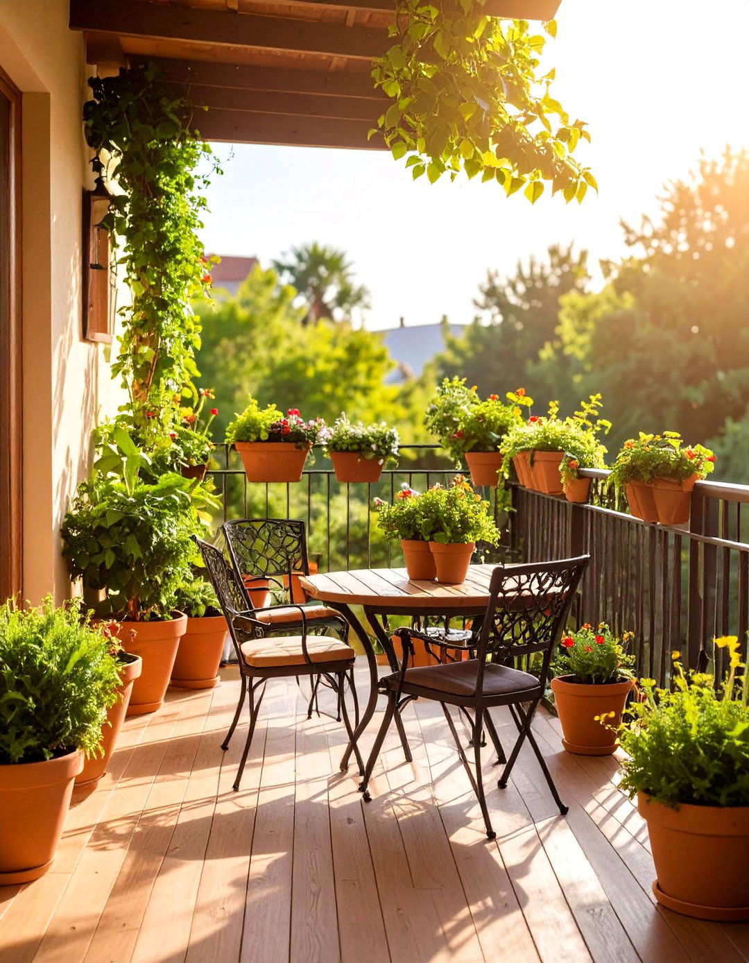 The Sunlit Balcony Garden - 30 light academia interior design ideas