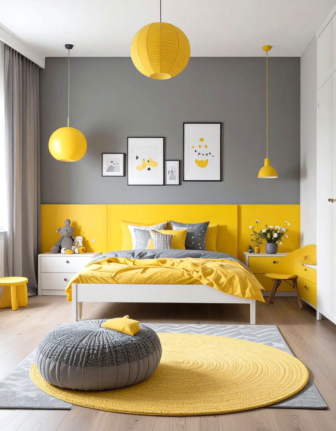 The Sunny Yellow and Gray Girls Room - 30 girls room decor ideas