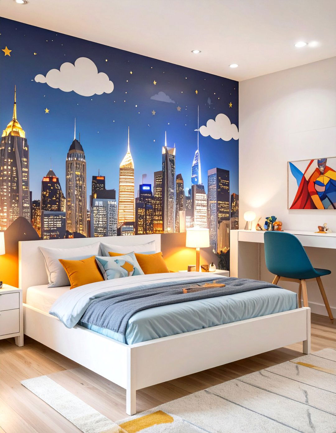 The Superhero Cityscape Bedroom - 30 boy bedroom ideas