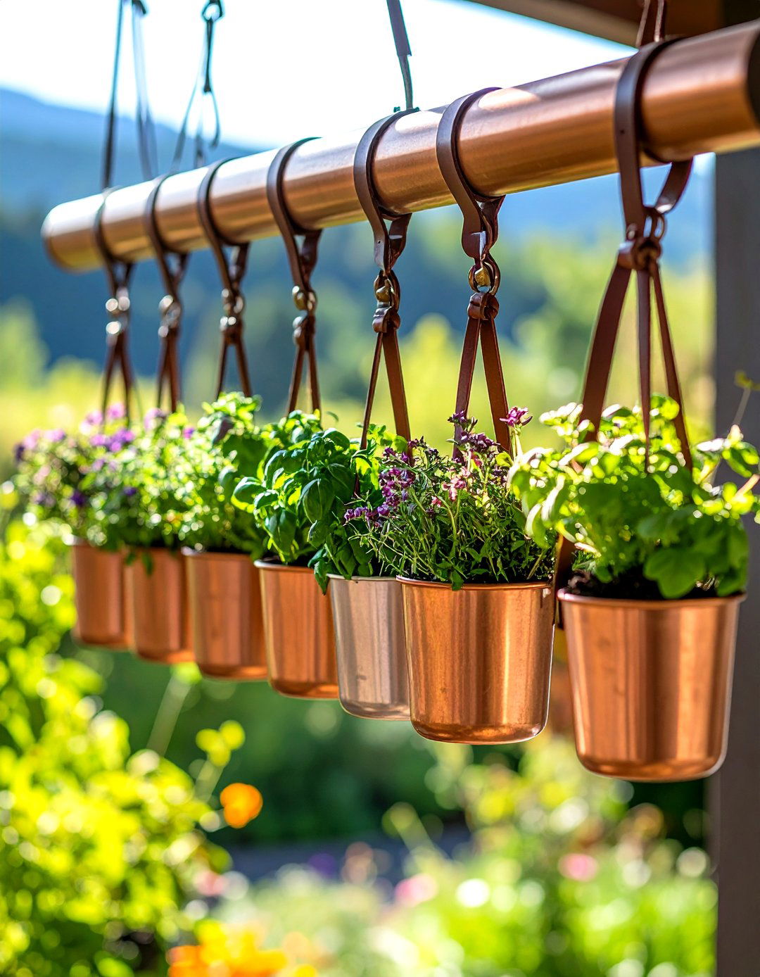 The Suspended Copper Pipe Herb Garden - 30 indoor herb garden ideas