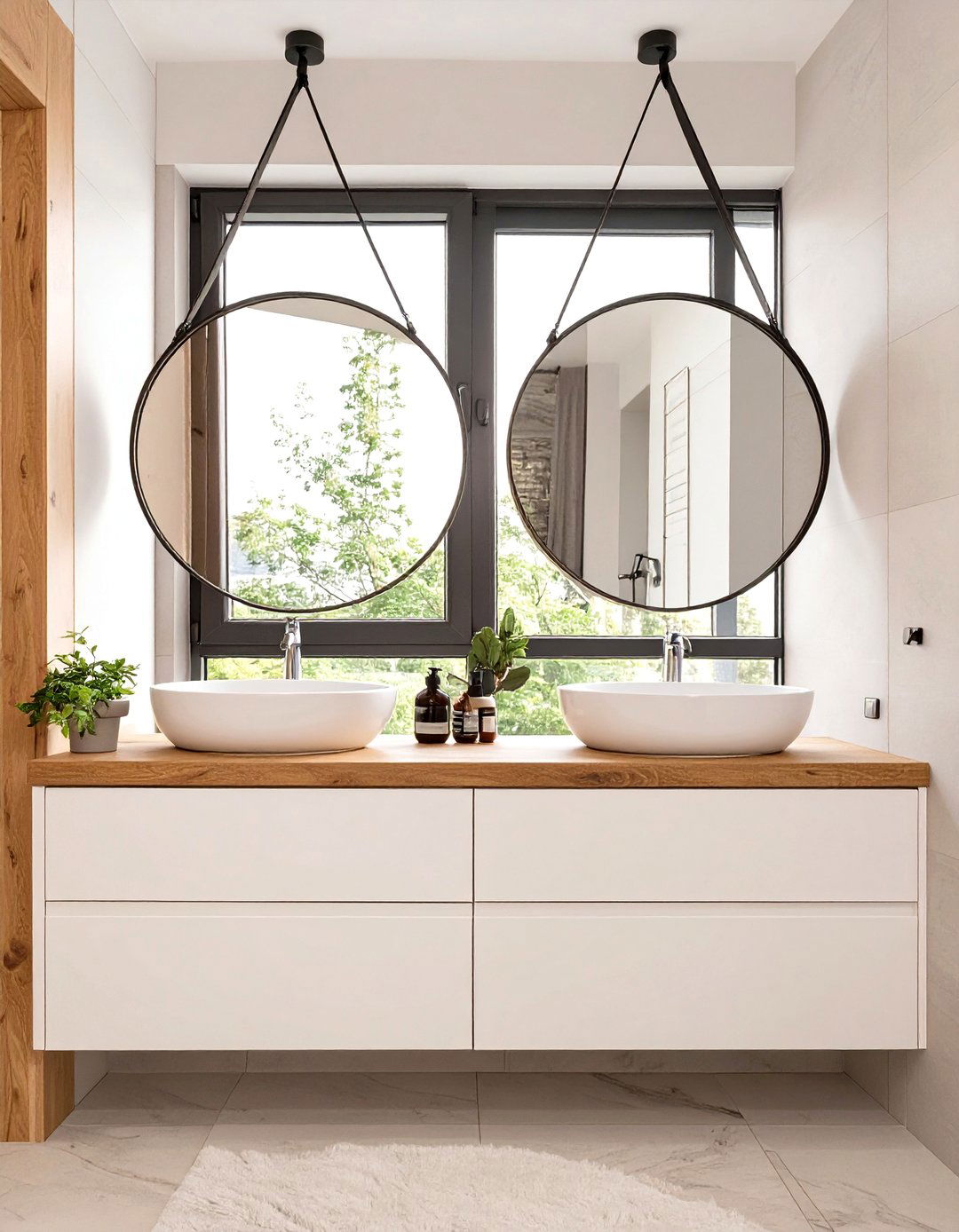 The Suspended Mirror Bathroom - 30 double sink bathroom ideas