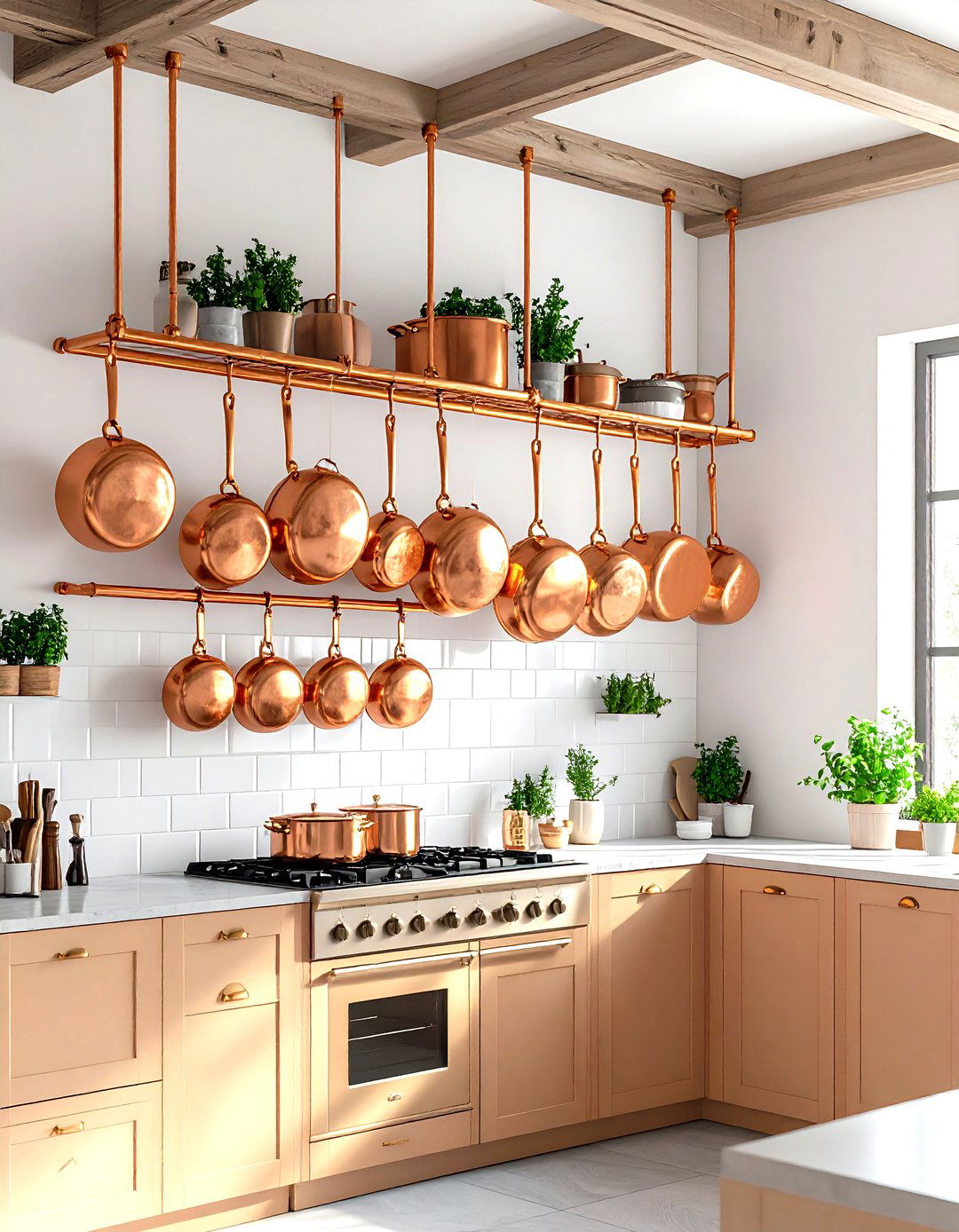 The Suspended Pot Rack Kitchen Corner - 30 kitchen corner ideas