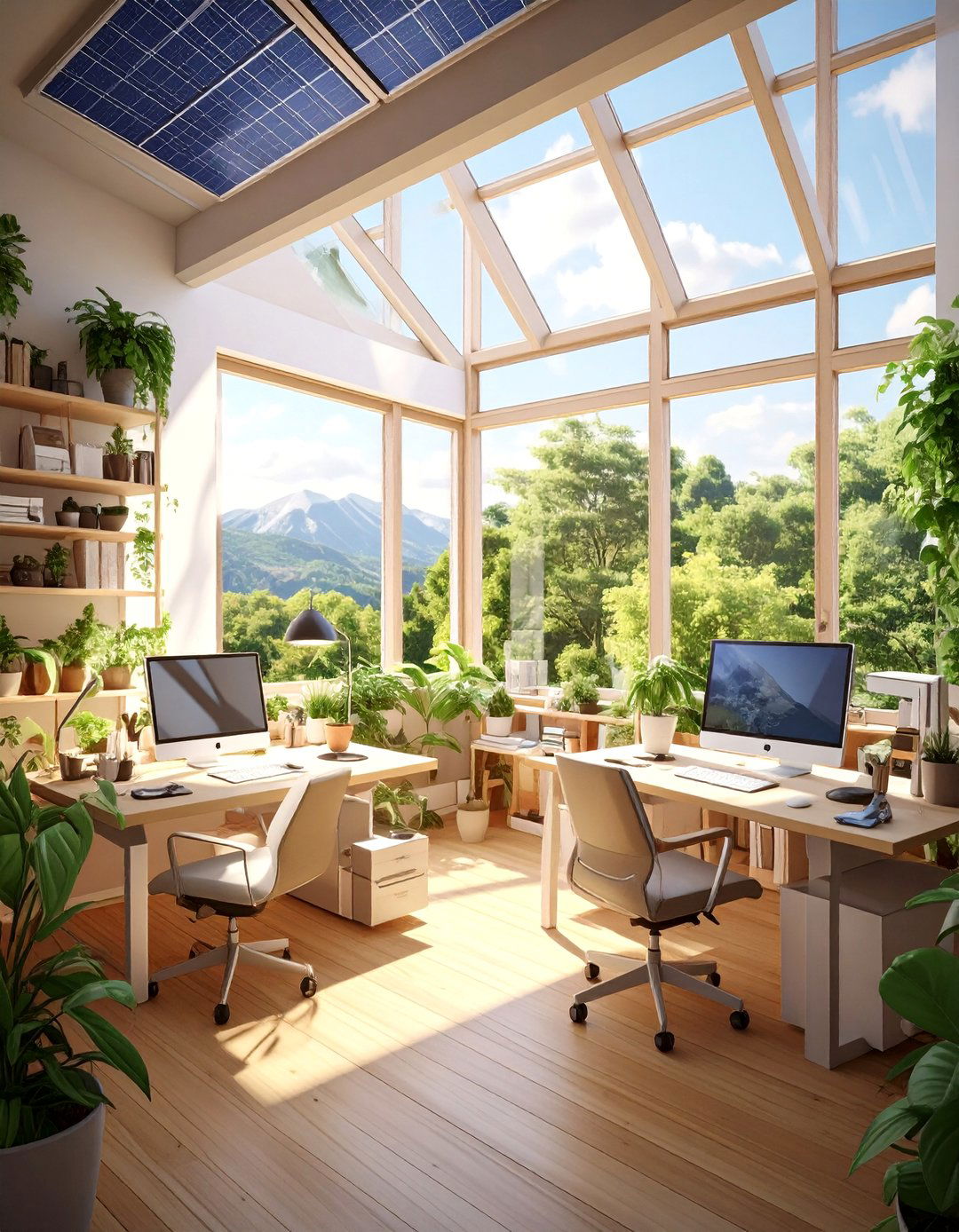The Sustainable AI Eco Office - 30 ai home office setup ideas