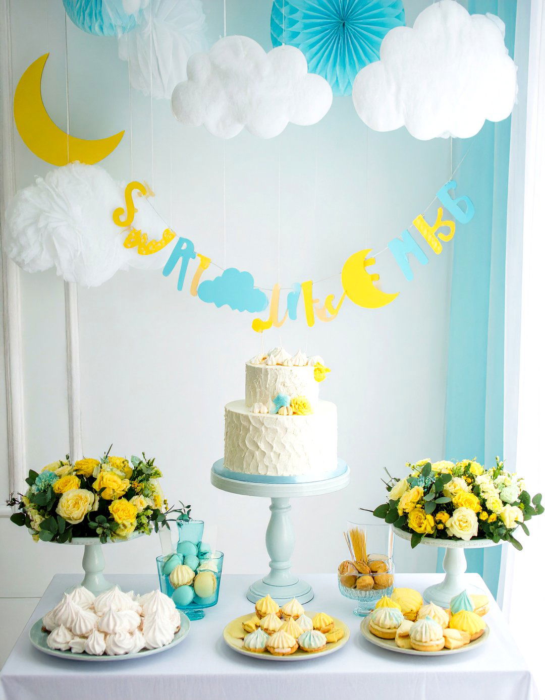 The Sweet Dreams Cloud and Moon Desserts - 30 baby shower dessert ideas