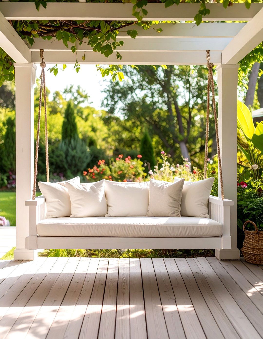 The Swing Bed Deck Bench - 30 deck bench ideas