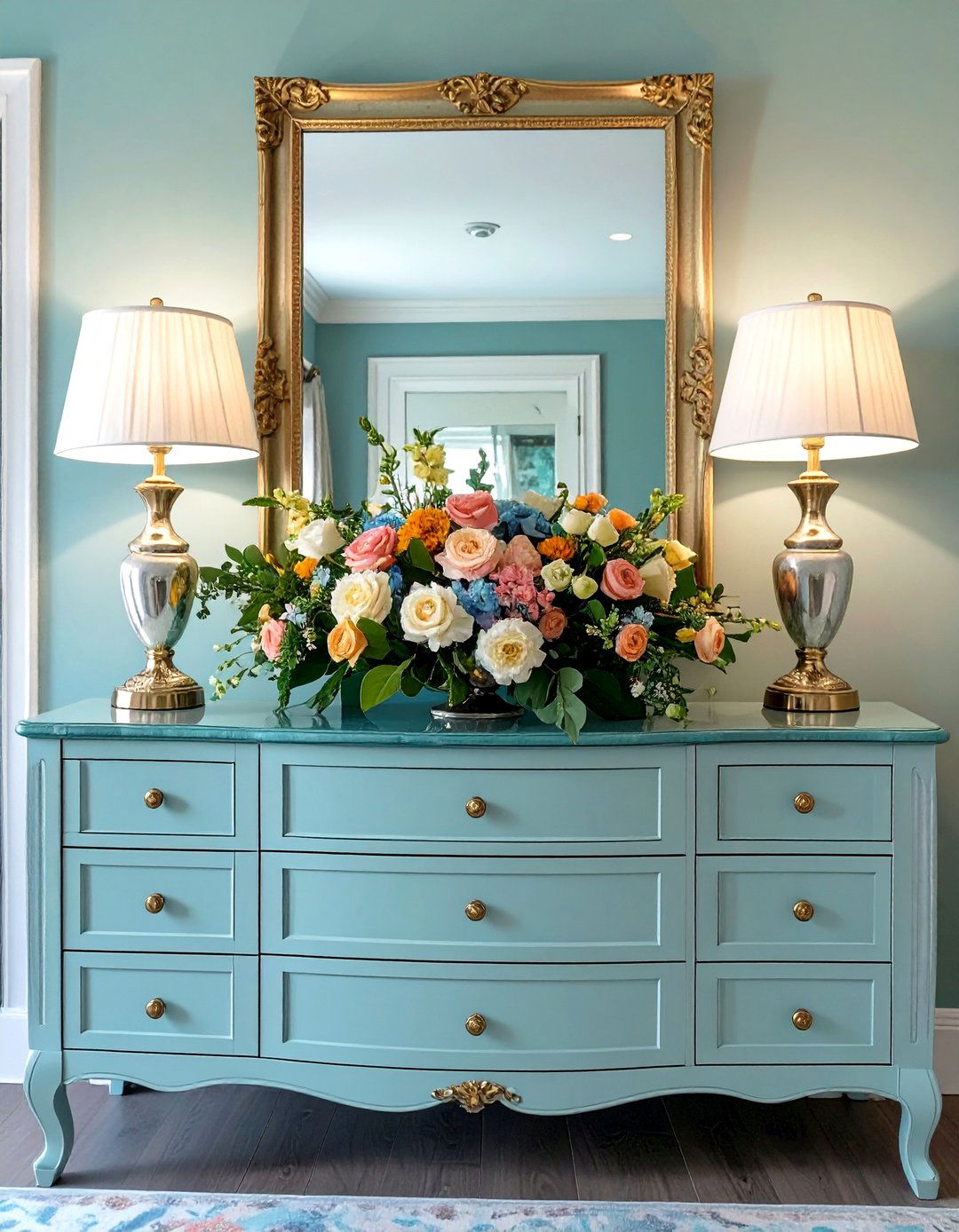 The Symmetrical Balance Dresser - 30 bedroom dresser top decor ideas