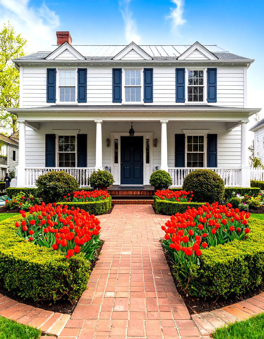 The Symmetrical Formal Flower Bed - 30 front yard flower bed ideas
