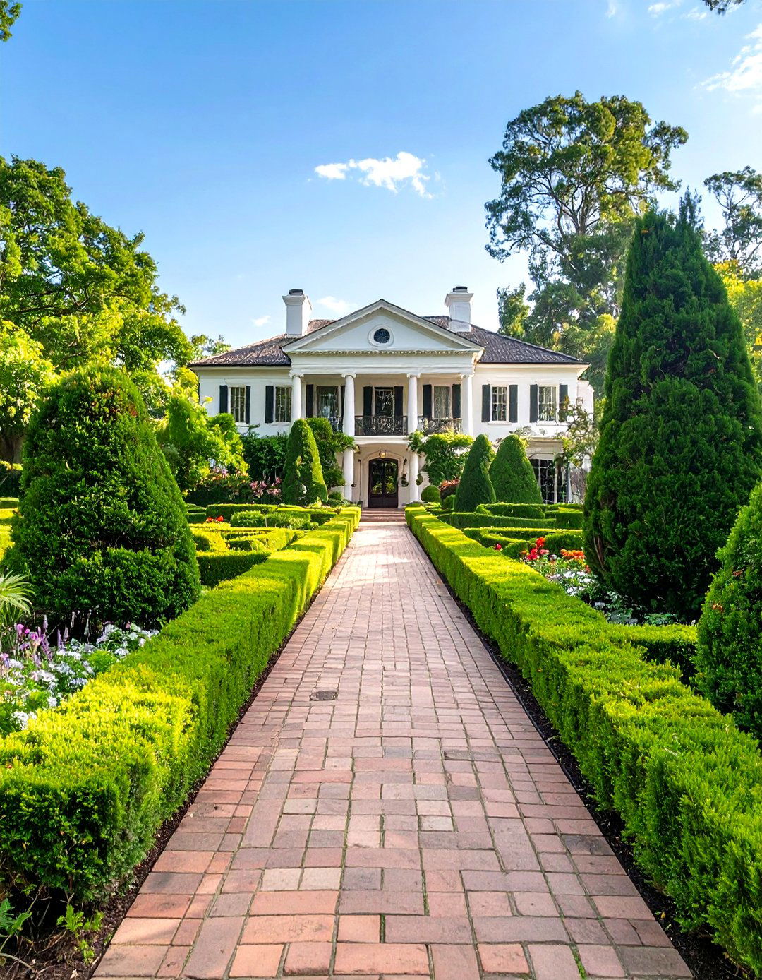 The Symmetrical Formal Garden - 30 curb appeal front yard landscaping ideas