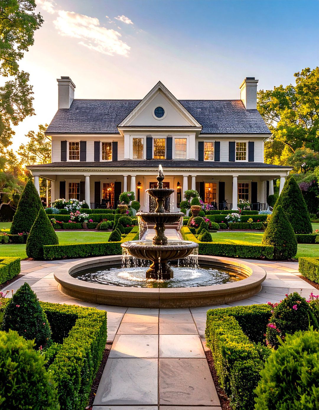 The Symmetrical Formal Garden - 30 front house landscaping ideas