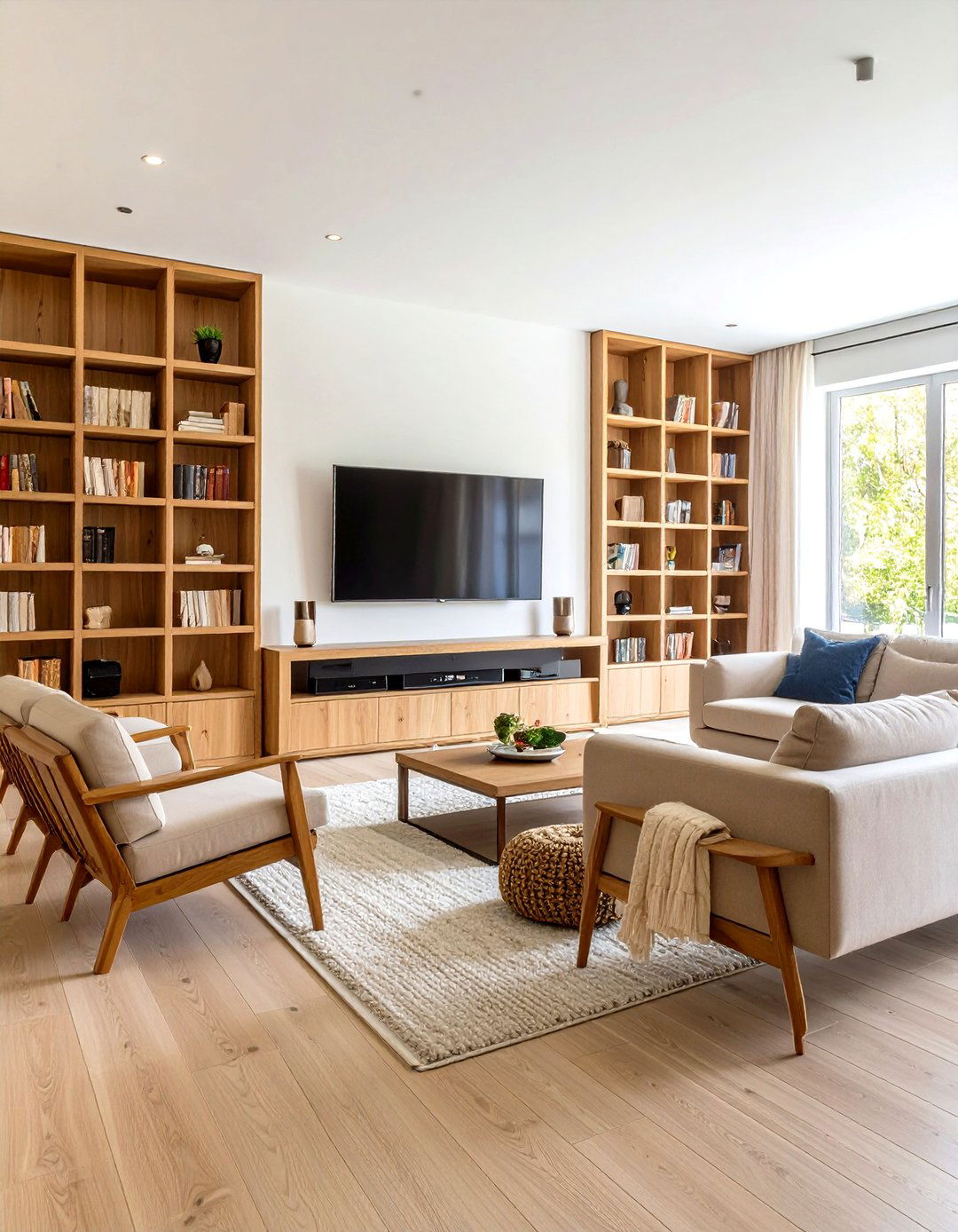 The Symmetrical Living Room with a Central TV - 30 living room ideas with tv