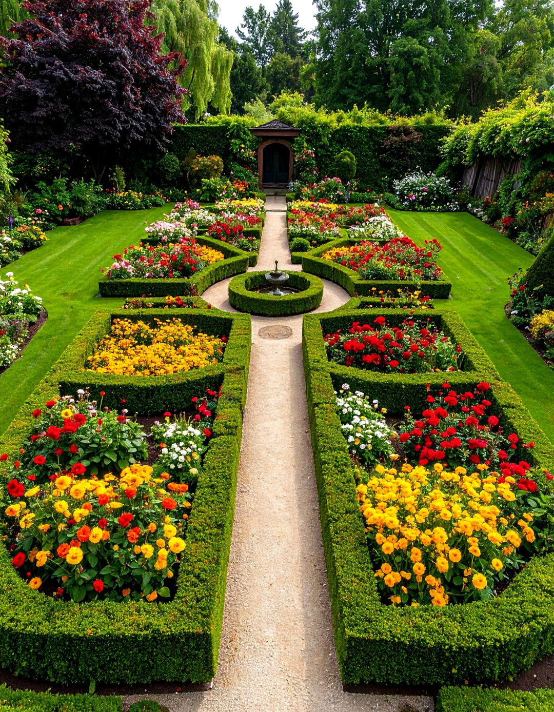 The Symmetrical Parterre Garden - 30 backyard landscape ideas