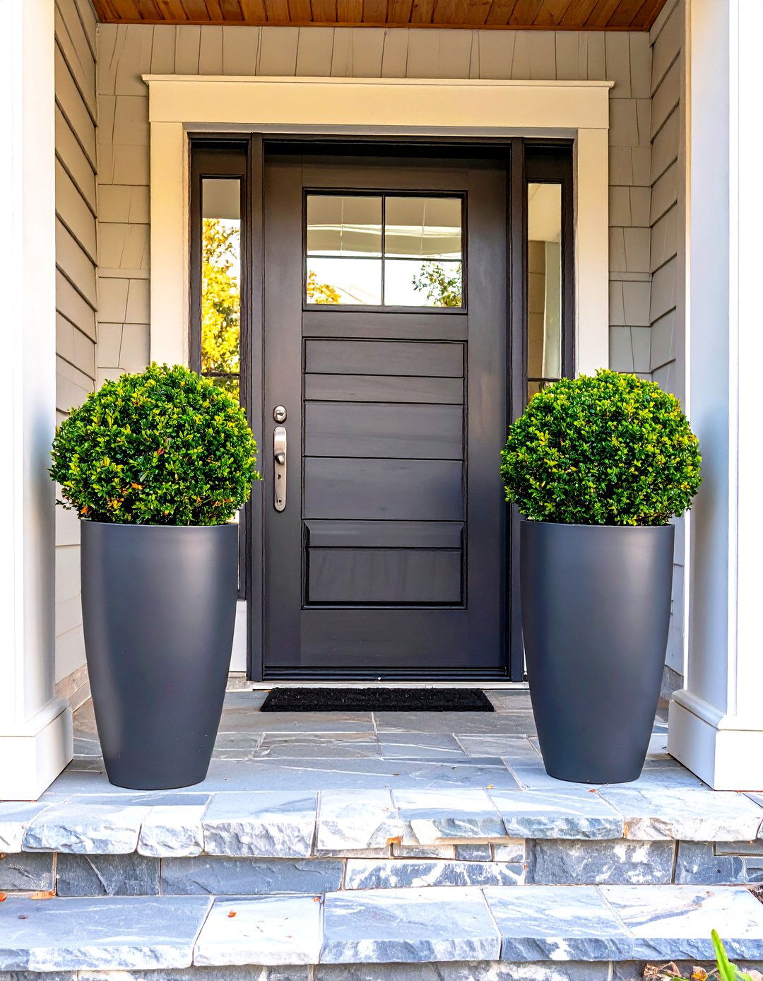 The Symmetrical Twin Planter Porch - 30 modern front porch ideas