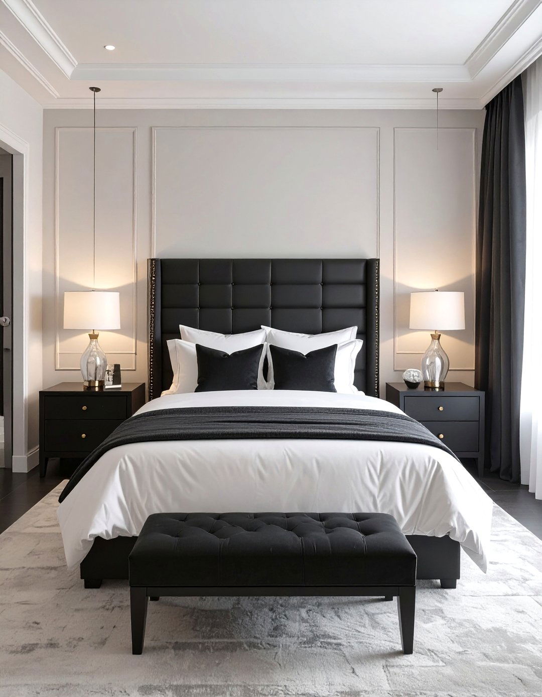 The Symmetrical and Balanced Bedroom - 30 black and white bedroom ideas