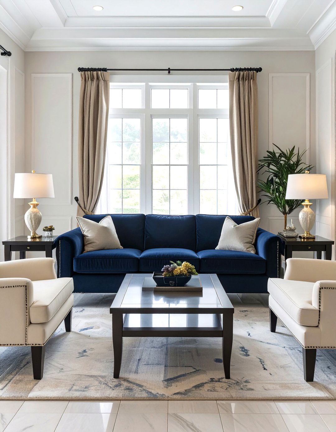 The Symmetrical and Formal Arrangement - 30 how to design a living room with large furniture ideas