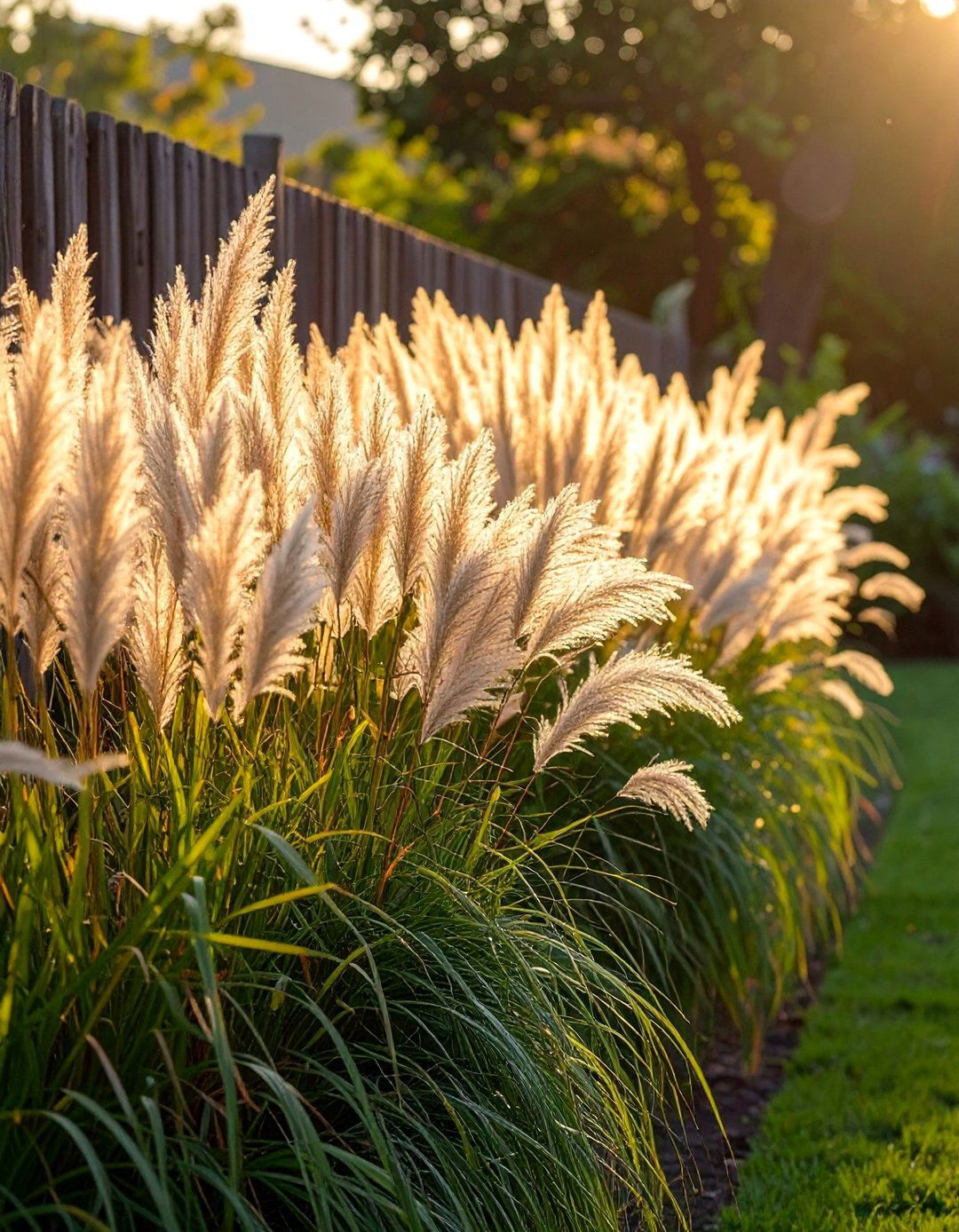 The Tall Ornamental Grass Barrier - 30 along fence simple backyard landscaping ideas
