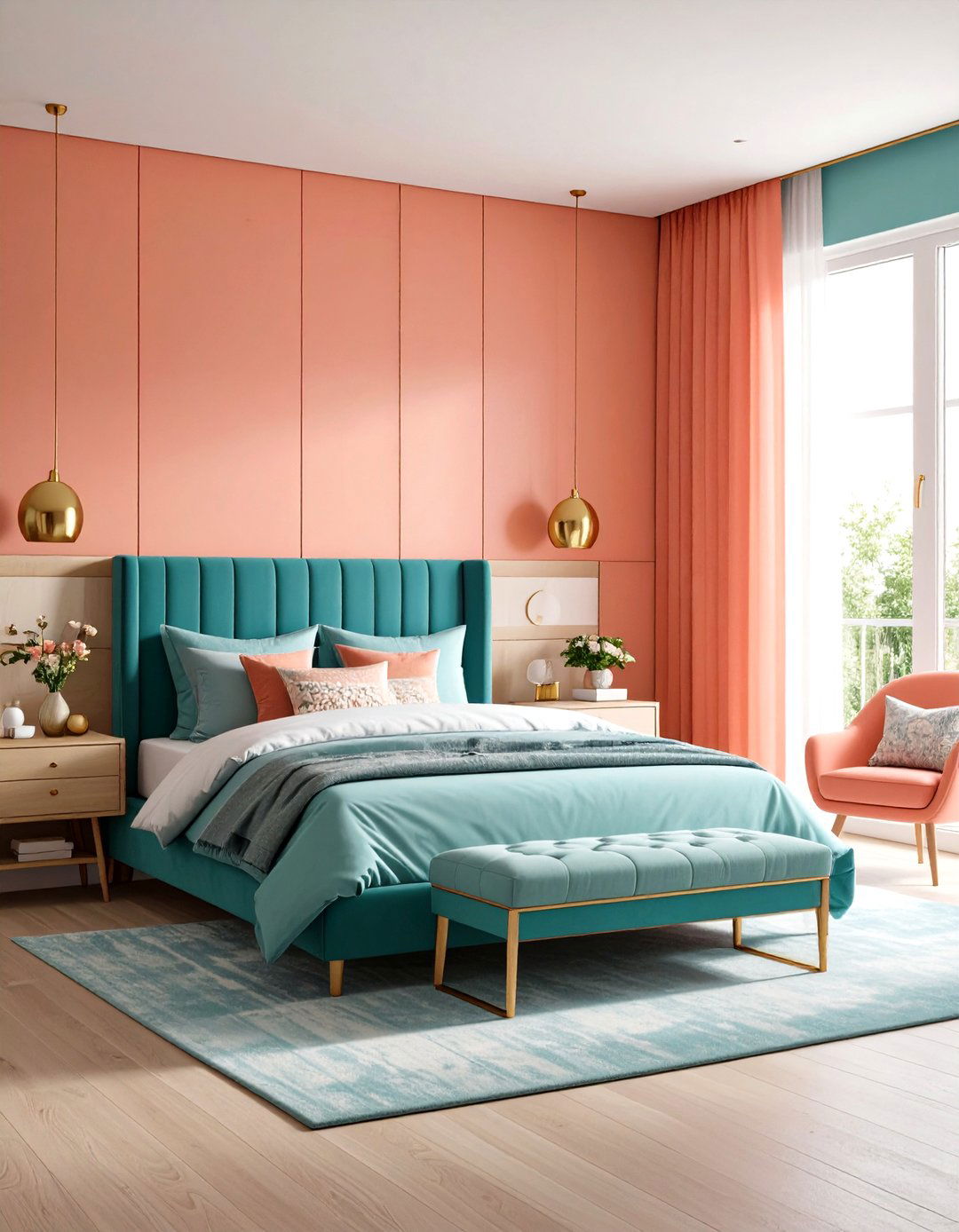 The Teal and Coral Bedroom - 30 girl kids bedroom ideas
