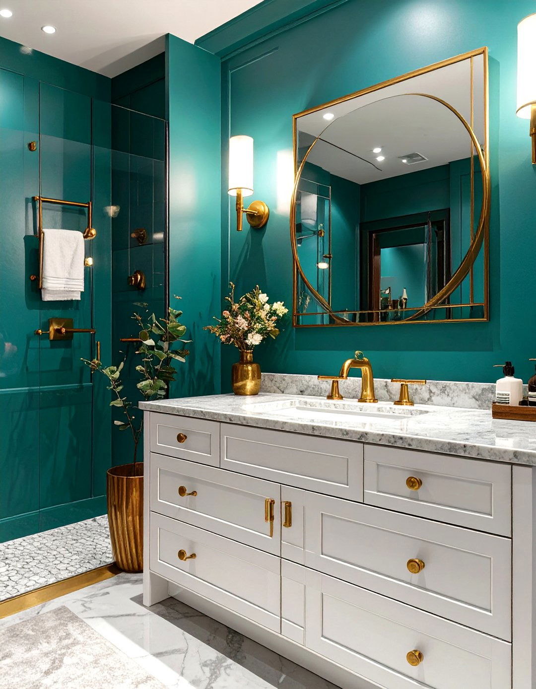 The Teal and Gold Glamour Bathroom - 30 bathroom color ideas 2025