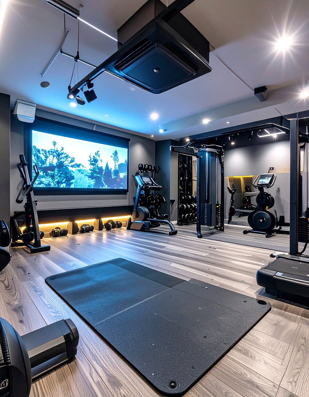 The Tech Forward Smart Basement Gym - 30 basement home gym ideas