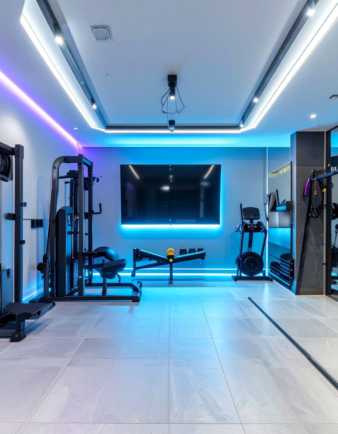 The Tech Forward Smart Garage Gym - 30 garage home gym ideas