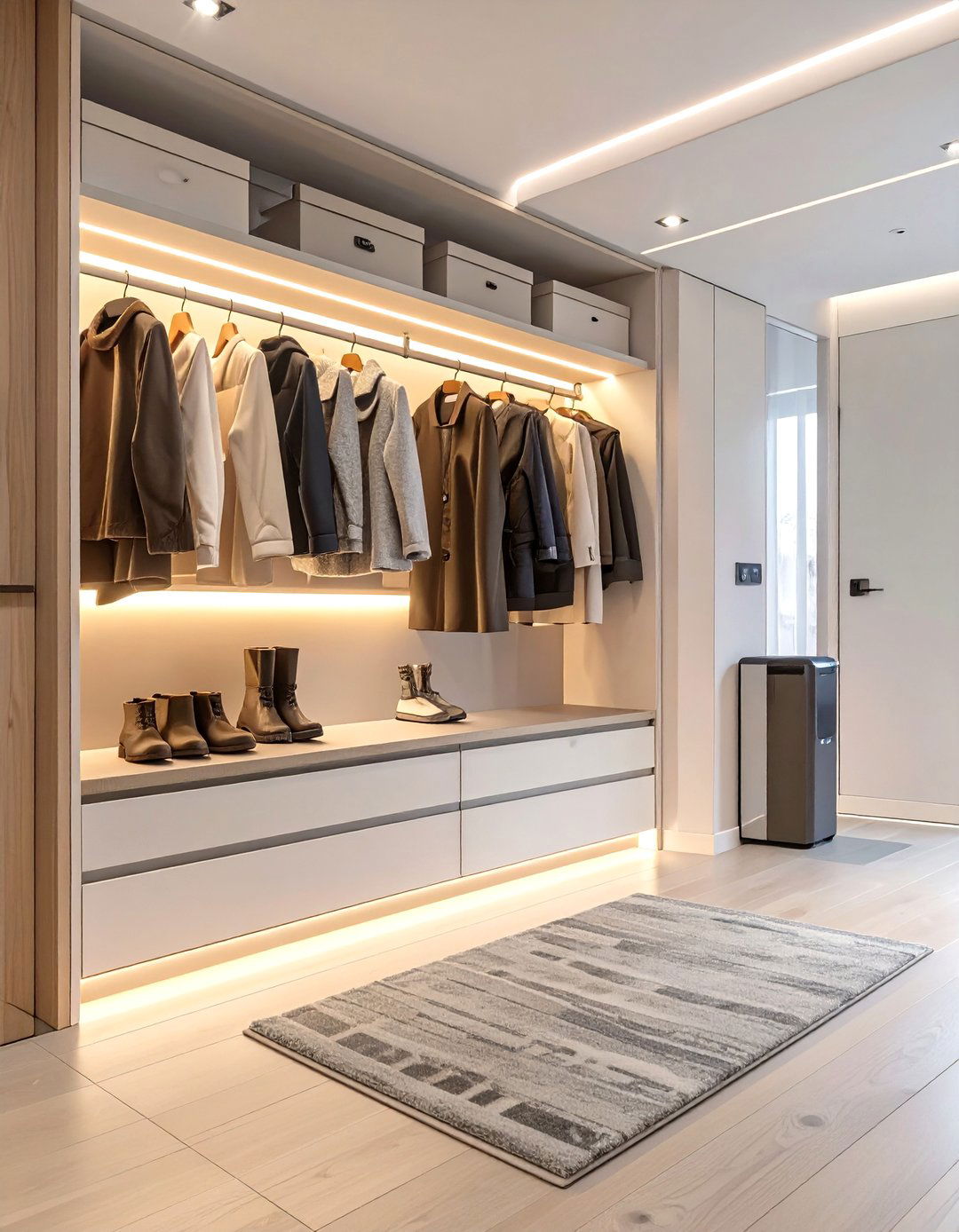 The Tech Integrated Smart Closet - 30 coat closet organization ideas
