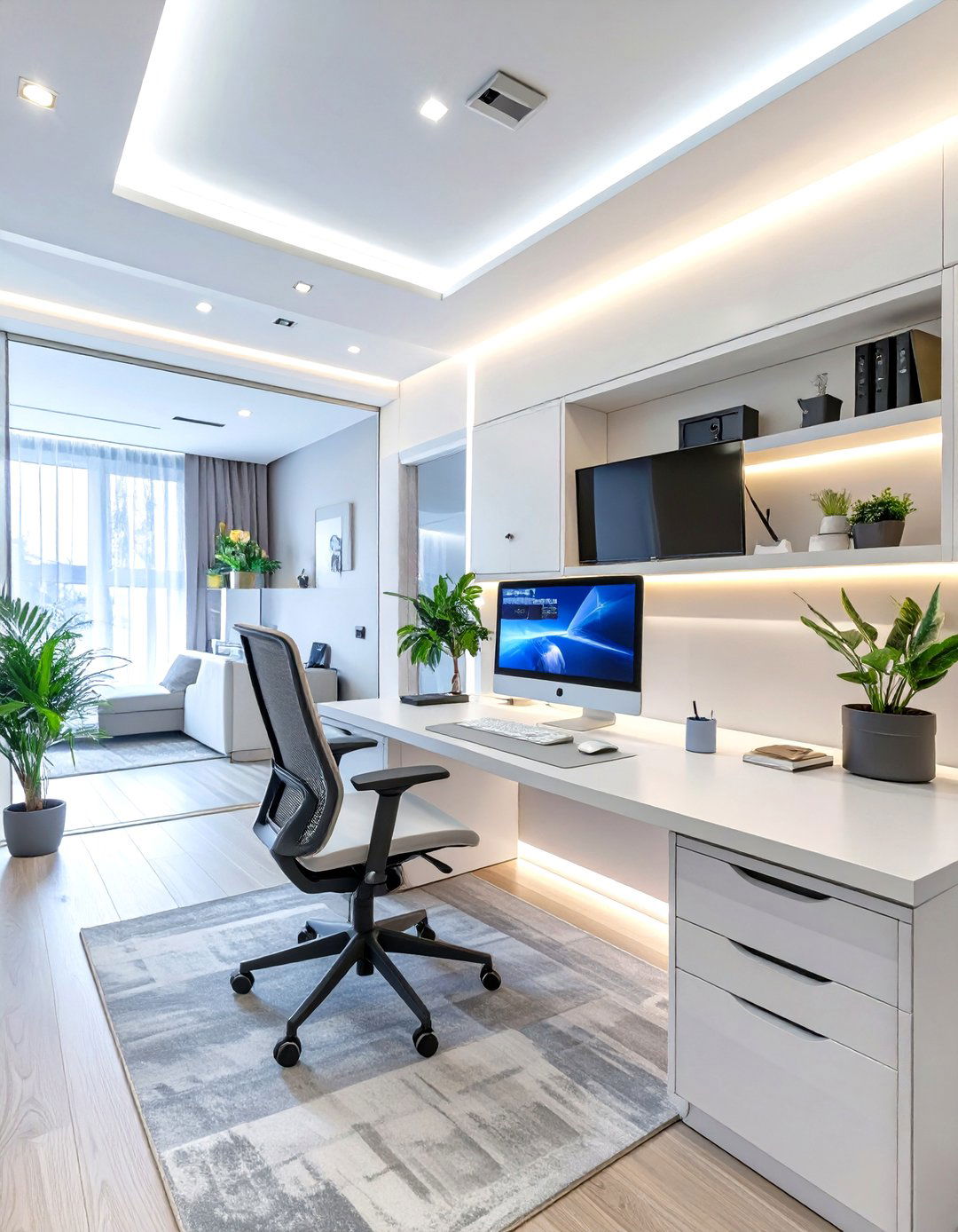 The Tech Integrated Smart Home Office - 30 home office organization ideas