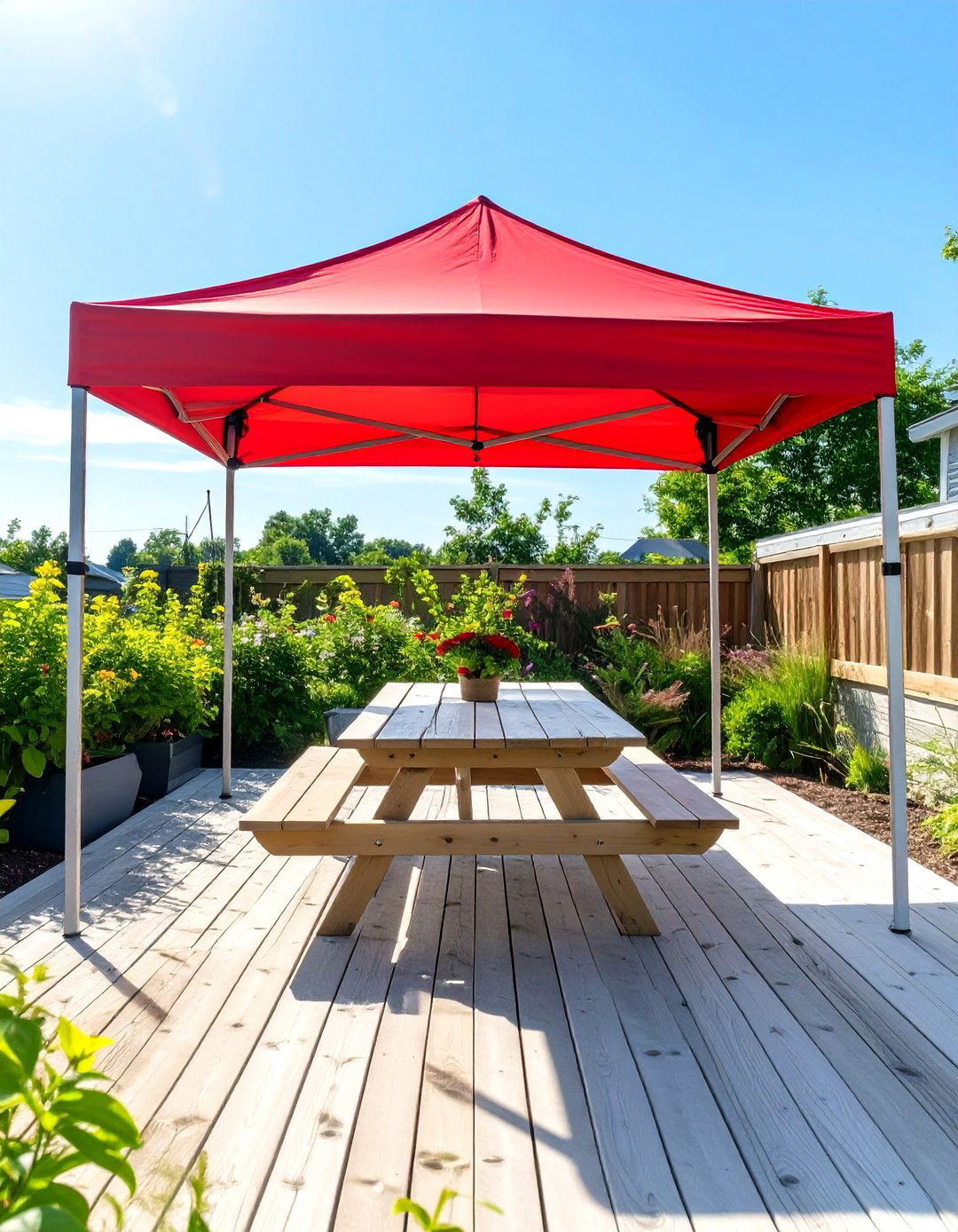 The Temporary Pop Up Canopy Deck - 30 deck shade ideas