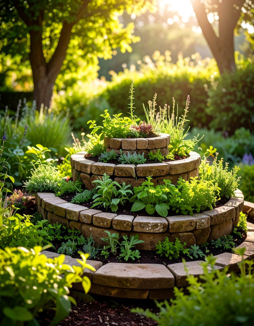 The Terraced Herb Spiral Garden Wall - 30 garden retaining wall ideas