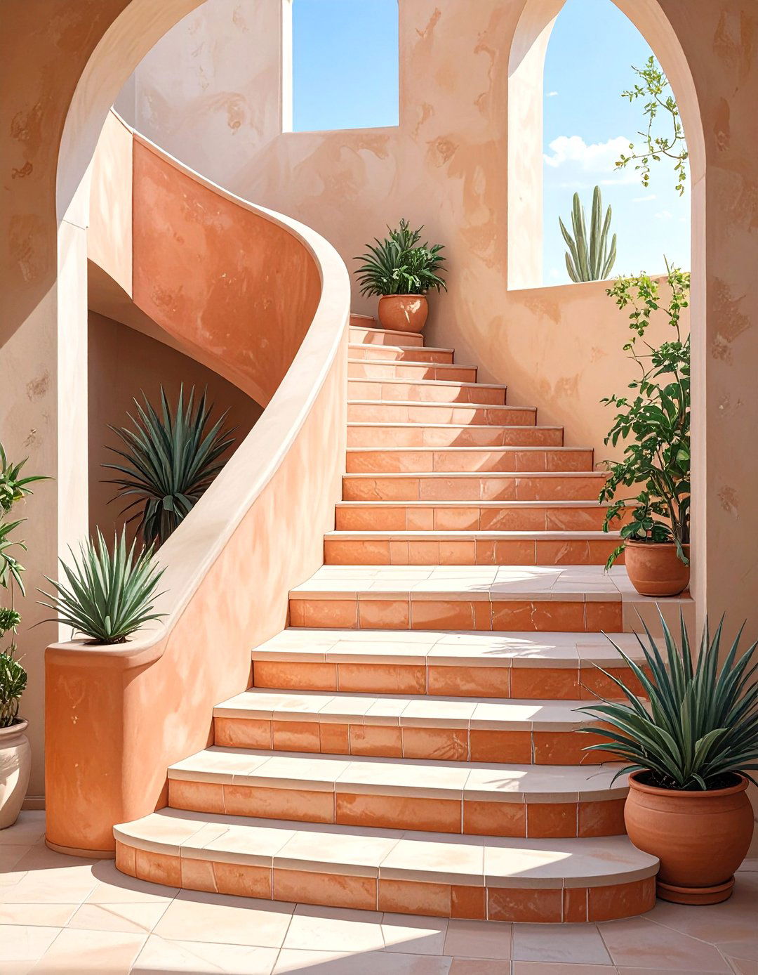 The Terracotta Earth Staircase Design - 30 ai staircase design ideas