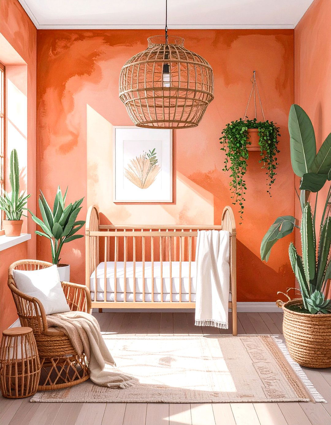 The Terracotta and Rattan Baby Room - 30 modern baby girl room ideas