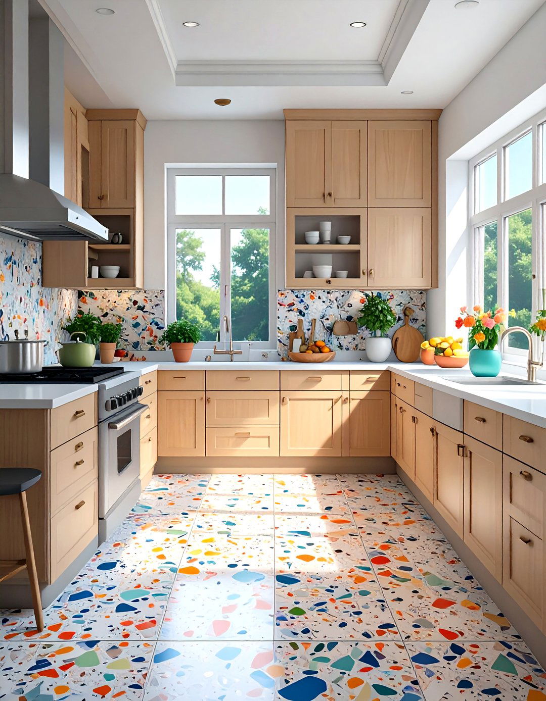 The Terrazzo Flooring Kitchen - 30 midcentury modern interior design ideas